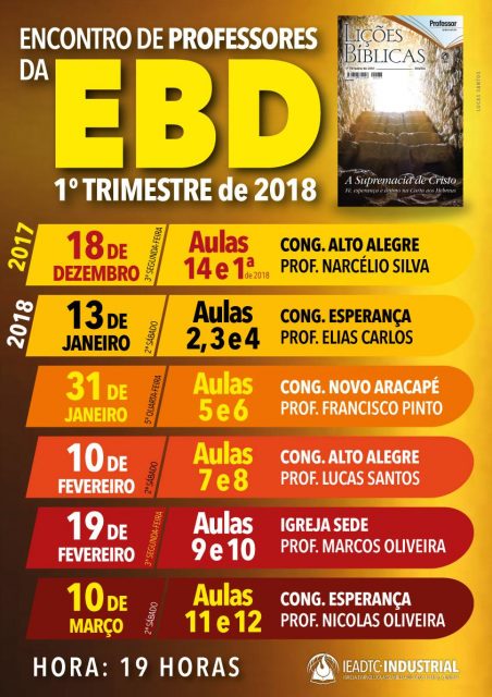 PARTICIPE: ENCONTRO DE PROFESSORES DA EBD – 1º TRIM 2018